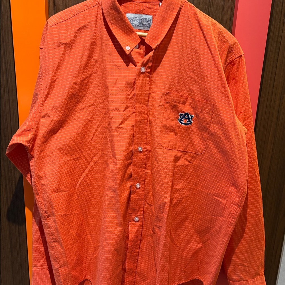 Men's Orange Button-Down Shirt